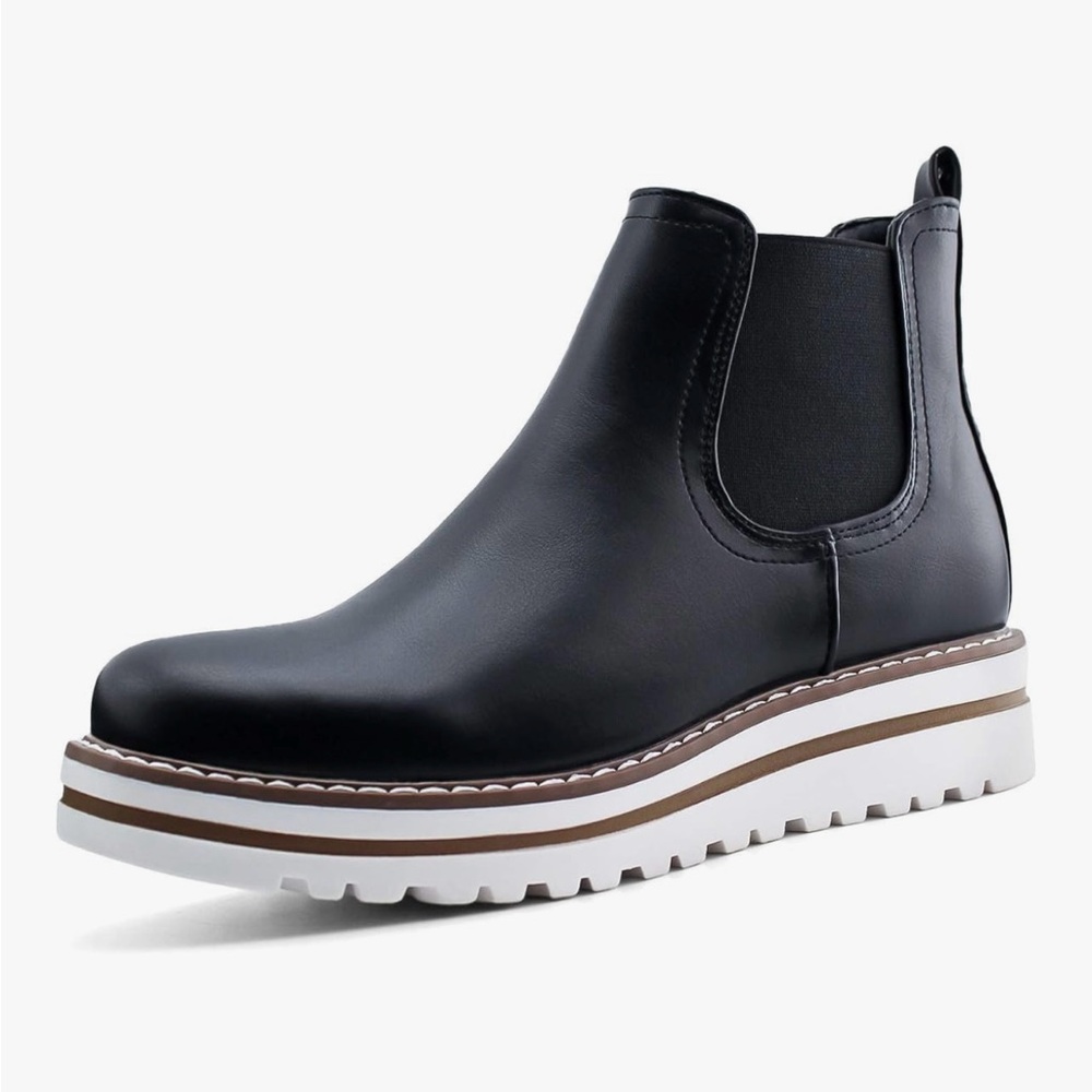 NEW Black Chelsea Boots with White Sole